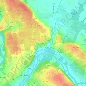 Bagnolet地形图、海拔、地势