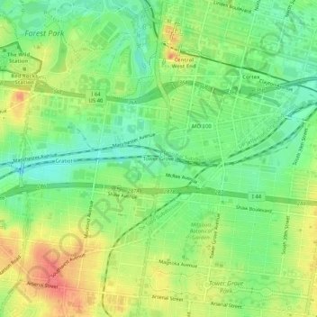 Tower Grove地形图、海拔、地势