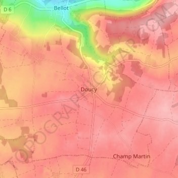 Doucy地形图、海拔、地势