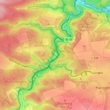Alexisbad地形图、海拔、地势