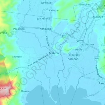 Mabitac地形图、海拔、地势