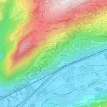 Flanthey地形图、海拔、地势