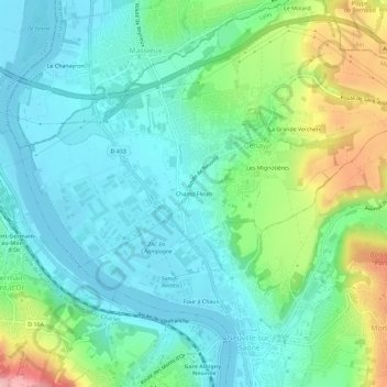 Champ Fleuri地形图、海拔、地势