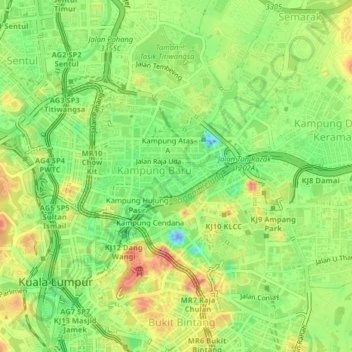 Kampung Paya地形图、海拔、地势