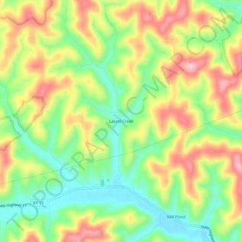 Laurel Creek地形图、海拔、地势