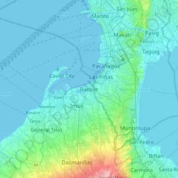 Bacoor地形图、海拔、地势