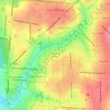 Campos do Iguaçu地形图、海拔、地势