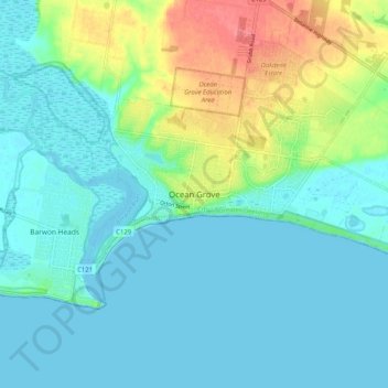 Ocean Grove地形图、海拔、地势