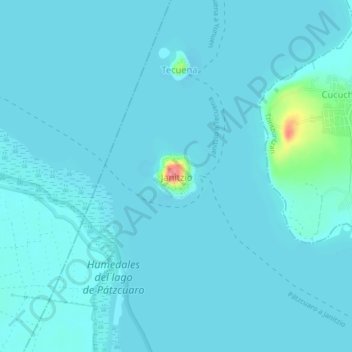 Janitzio地形图、海拔、地势