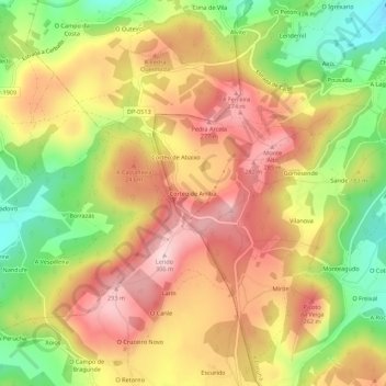 Corteo de Arriba地形图、海拔、地势