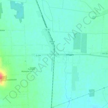 Santa Fe地形图、海拔、地势