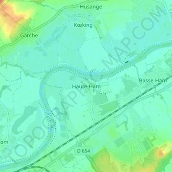 Haute-Ham地形图、海拔、地势