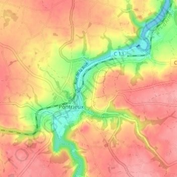 Guelzic地形图、海拔、地势
