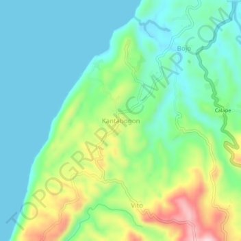Kantabogon地形图、海拔、地势