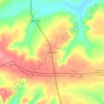 Januário地形图、海拔、地势