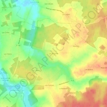 Les Mussots地形图、海拔、地势