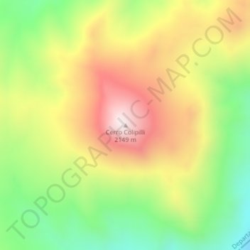 Cerro Colipilli地形图、海拔、地势