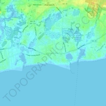 Harwich Port地形图、海拔、地势