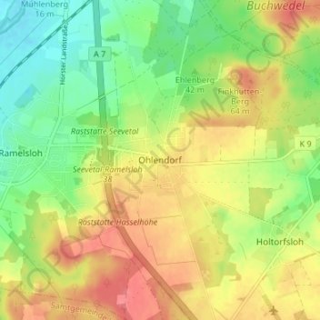 Ohlendorf地形图、海拔、地势