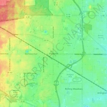 Palatine地形图、海拔、地势