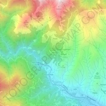 Rivò地形图、海拔、地势