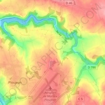 La Villeneuve地形图、海拔、地势