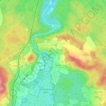 Leutstetten地形图、海拔、地势