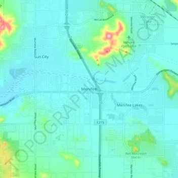 Menifee地形图、海拔、地势