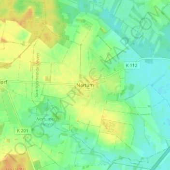 Nartum地形图、海拔、地势
