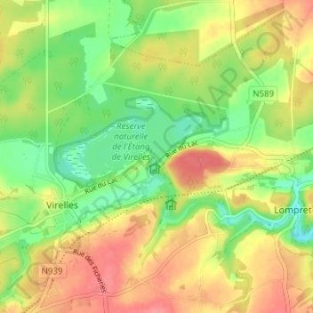 Queue du lac地形图、海拔、地势