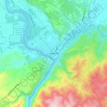 Alexandra地形图、海拔、地势