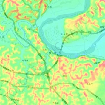 桂花镇地形图、海拔、地势