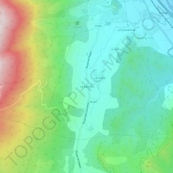 Le Gravas地形图、海拔、地势
