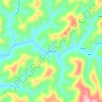 Pine Top地形图、海拔、地势