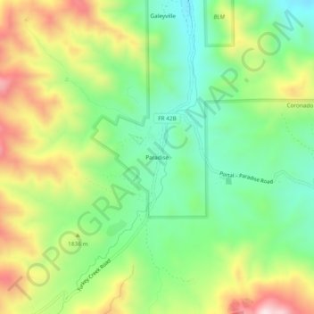 Paradise地形图、海拔、地势
