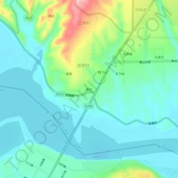 蒿店地形图、海拔、地势