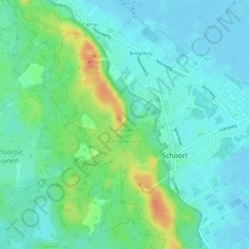 Hoogste duinen van Nederland地形图、海拔、地势