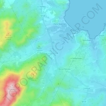 Vaccileddi地形图、海拔、地势