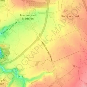 Les Cinq Fermes地形图、海拔、地势
