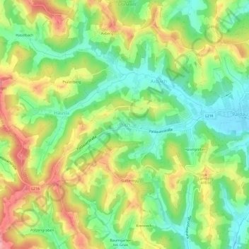 Puch地形图、海拔、地势