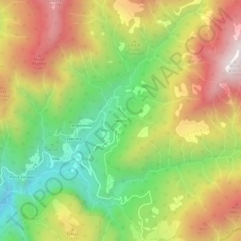 Metello地形图、海拔、地势