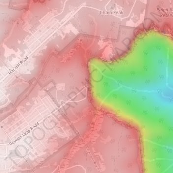 Govetts Leap地形图、海拔、地势