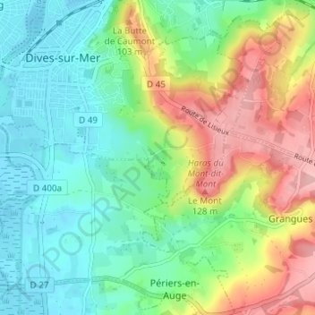 Bernières地形图、海拔、地势