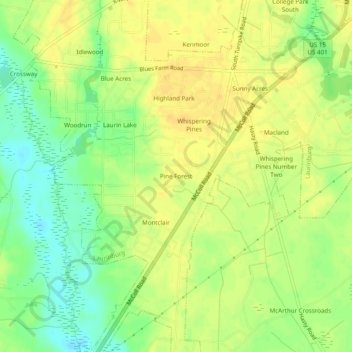Pine Forest地形图、海拔、地势