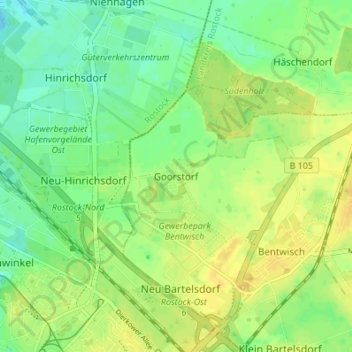 Goorstorf地形图、海拔、地势