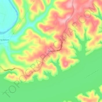 Rowena地形图、海拔、地势