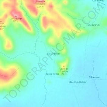 Las Ardenas地形图、海拔、地势
