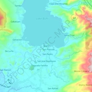 Buhi地形图、海拔、地势