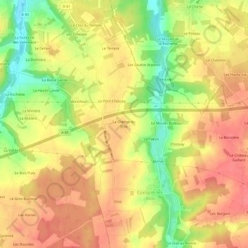 La Grange du Bois地形图、海拔、地势