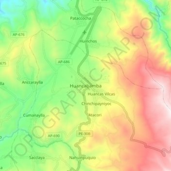 Huancabamba地形图、海拔、地势
